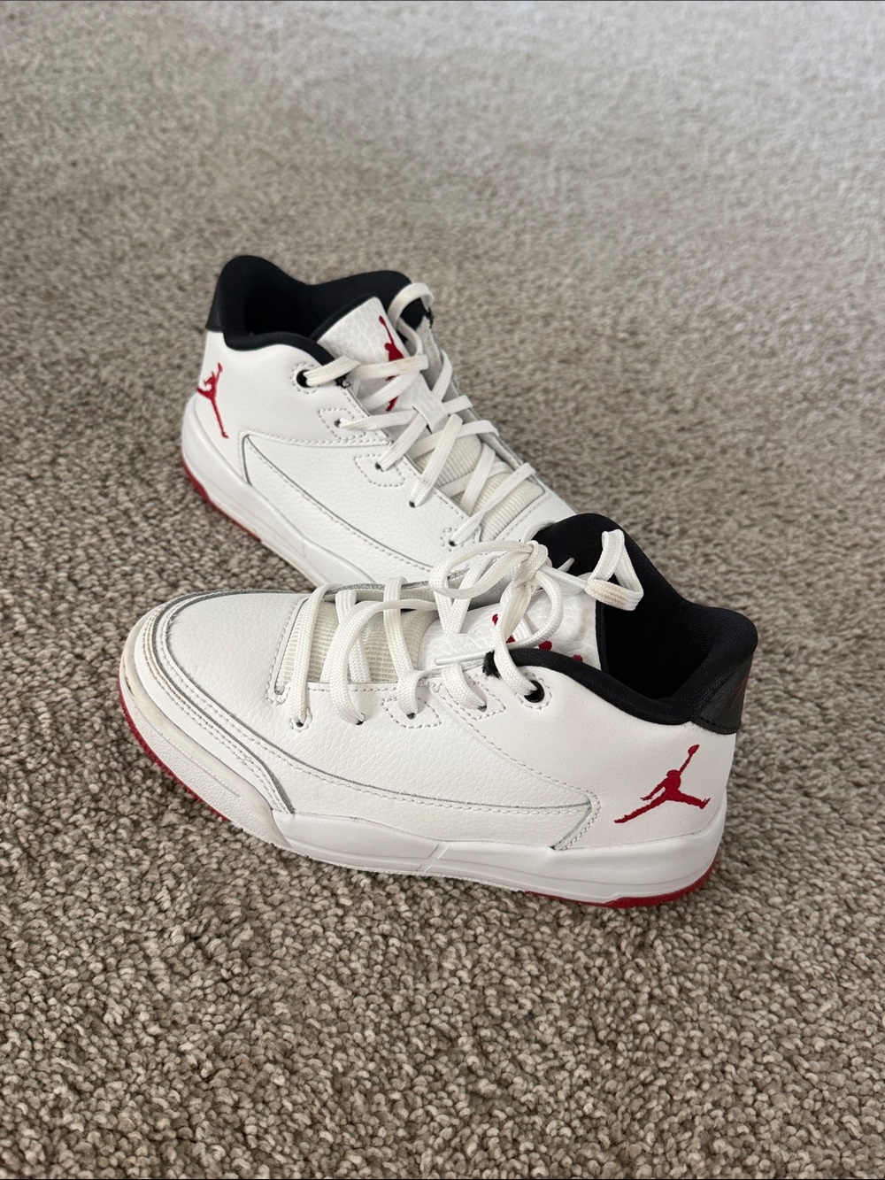 Jordan Kids White and Red Mid-Top Sneakers